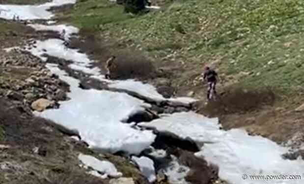 Skiers Dodge Rocks As They Descend Melted Trail On Closing Day