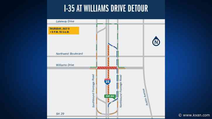 Mainlanes of I-35 North in Georgetown to close for construction