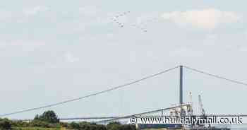 Spectacular sight as Red Arrows joined by Saudi Hawks for practice over the Humber