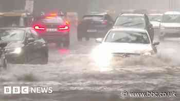 Watch: Cars plough through floodwater in Delhi