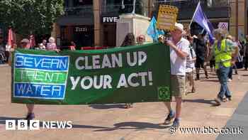 Sewage protest at Severn Trent headquarters in Coventry
