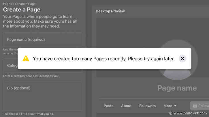 Resolving the “You Have Created Too Many Pages Recently” Facebook Error