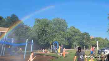 Firefighters turn on giant sprinkler to keep people cool in this Ontario town