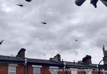 Joe Biden's helicopters fly over Kilburn on UK visit