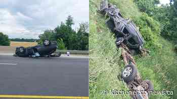 Police searching for racing drivers who allegedly caused rollovers on Hwy. 403