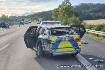Lkw kracht in Polizeiauto auf der A 44 bei Kassel