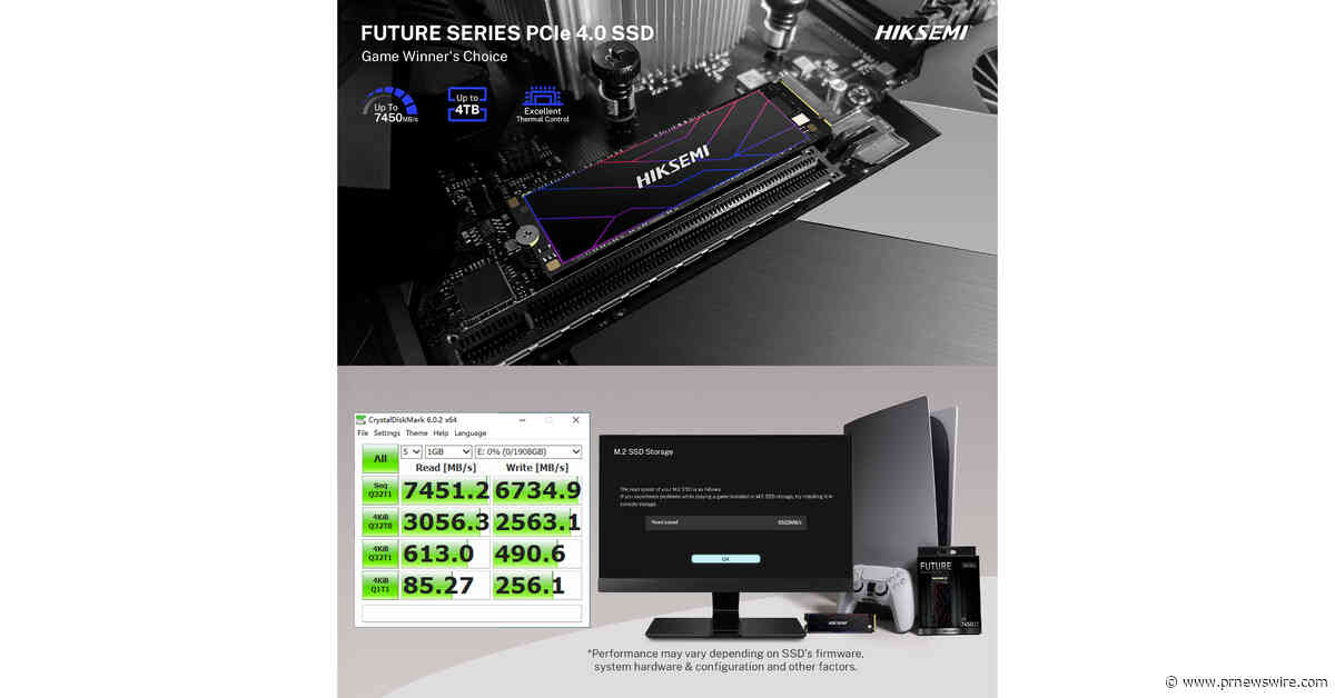 Hiksemi, PCIe 4.0 SSD FUTURE Serisi'ni piyasaya sürerken, 7450MB/S yeni nesil Gaming SSDs'ye öncülük ediyor