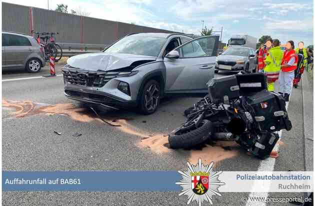POL-PDNW: Polizeiautobahnstation Ruchheim - Drei Leichtverletzte durch Auffahrunfall auf BAB61