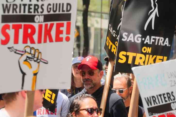 Movie and TV stars join picket lines across Hollywood, New York