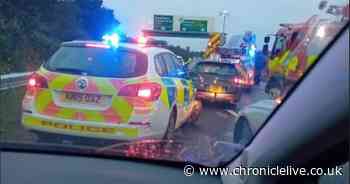 Man arrested on suspicion of dangerous driving after two-vehicle crash on A19 caused traffic chaos