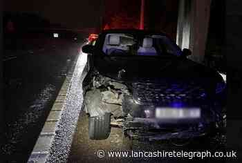 The driver crashed in Preston but continued onto the M6