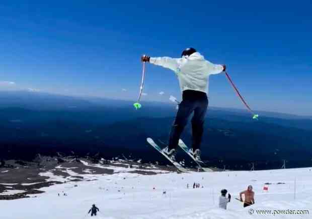 Summer Camp Skiers Launch Big Airs On Volcano