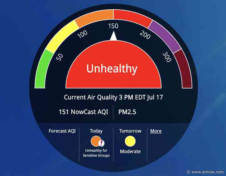 Arlington’s air quality has reached Code Red levels again due to Canadian wildfire smoke
