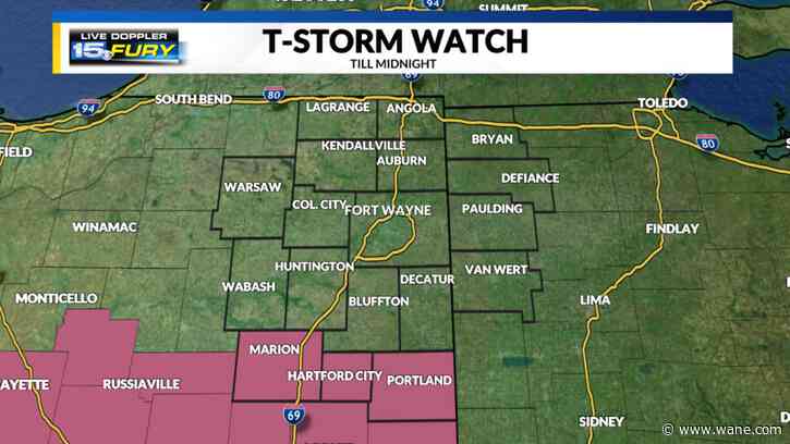 Scattered storms south of Fort Wayne