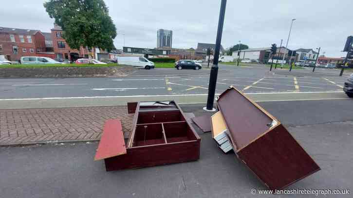 ‘What’s going on in Blackburn?’ Furniture dumped on main road