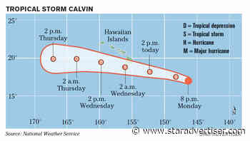 Calvin to unleash heavy rain, wind and surf on Big Island