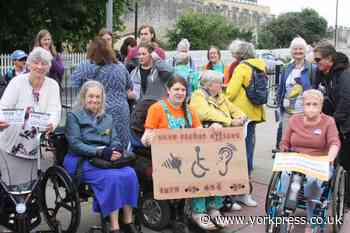 York: protest at railway station against plans to close ticket offices