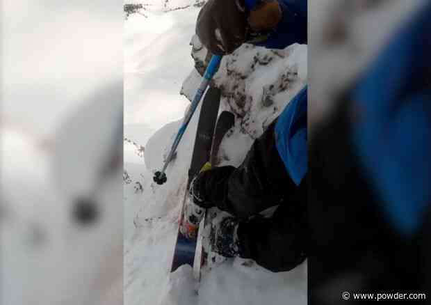 Skier Scrapes Over Rocks On Sheer Cliff To Reach Big Mountain Line