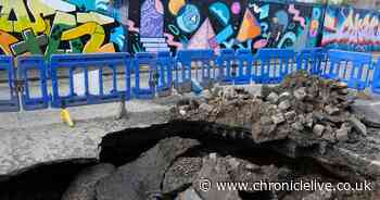 LIVE: Road closed after sink hole appears in Ouseburn