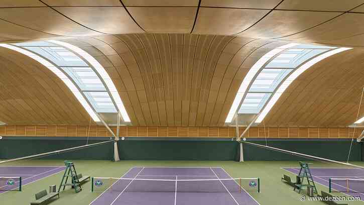 Hopkins Architects tops Wimbledon tennis courts with sweeping racket-informed roof