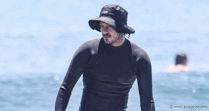 Adam Brody Catches Some Waves During Beach Day in Malibu