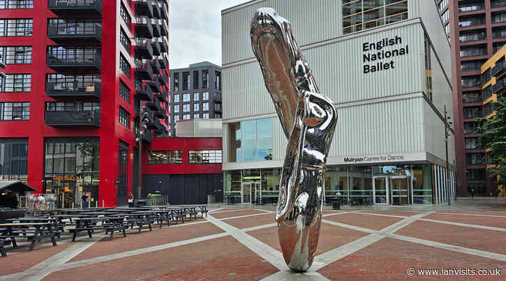 Giant silver ballet shoes appears in east London