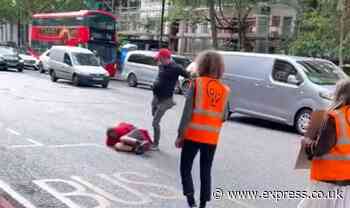 Watch as Just Stop Oil protester is 'kicked and punched' as motorist completely loses it