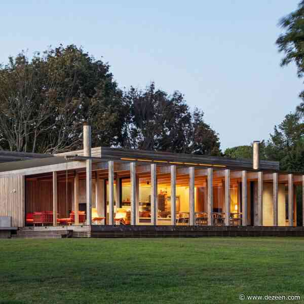 KoningEizenberg lines secluded island house with expressive columns