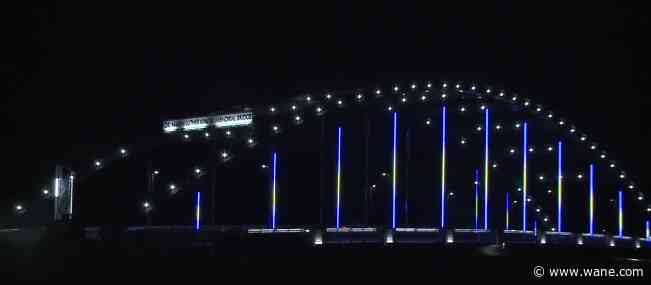 Why are 2 Fort Wayne bridges lit up blue this week?