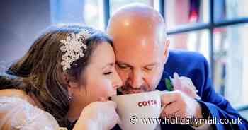 I Brew! Bride and groom revisit Costa Coffee table where they had first date on wedding day