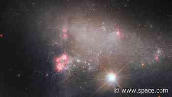 Hubble telescope captures a brave star trying to outshine a huge galaxy (photo)