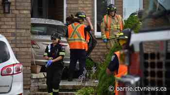 Car crashes into front entry of Barrie home