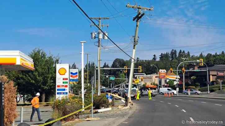 Hydro lines down following crash near busy Abbotsford intersection