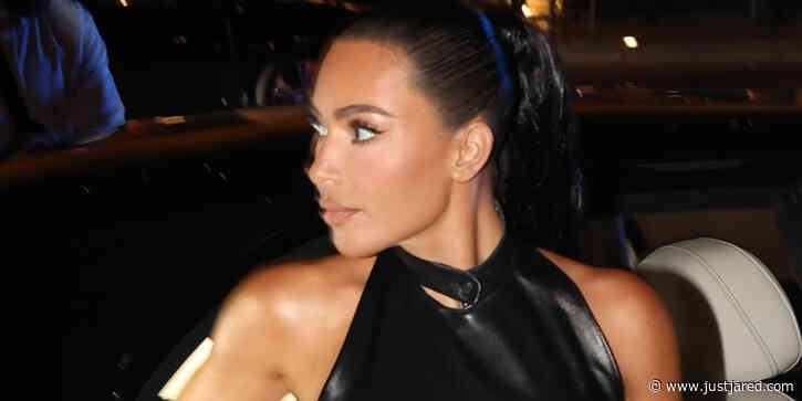 Kim Kardashian Pairs A Tiny Box Purse With A Hot Leather Look in Miami
