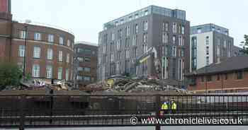 Newcastle's Central Motorway reopens to traffic after fire ravaged building demolished