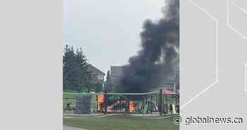 Playground goes up in flames in Edmonton’s Summerside community