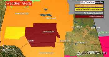 Tornado warning issued for parts of central Alberta Monday afternoon