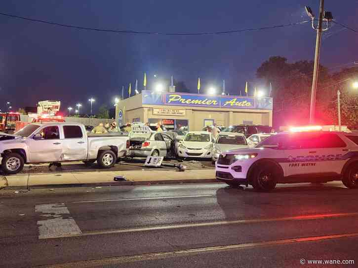 Police respond to crash at car dealership near Indiana Tech