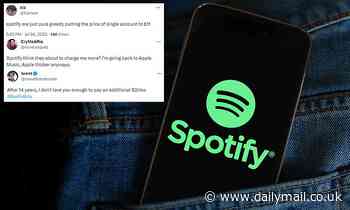 Spotify users are CANCELLING their accounts as the music streaming app increases its prices by £1/month - with one venting 'I'm going back to Apple Music!'