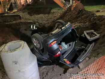 Driver lands in construction hole in Duckworth and Grove streets construction zone