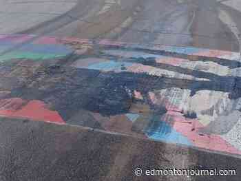 'Deliberate act': Leduc RCMP seeking public assistance in mischief to Pride crosswalk