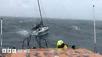 Rolex Fastnet Race: Video shows yacht rescue in 'brutal' conditions