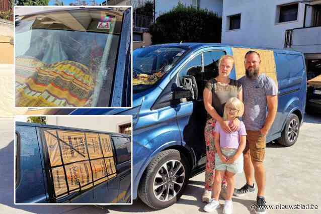 Stijn en Sandy rijden met hun beschadigde wagen van Italië naar Kortenaken: “Hopelijk houdt de politie ons niet tegen”