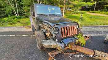 Drowsy driver collides with utility pole in Huntsville