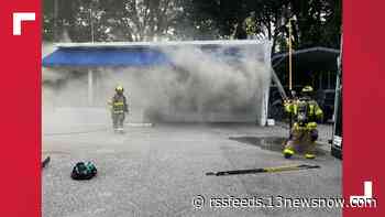 Tree limb falls on power lines, sparking fire at Norfolk business