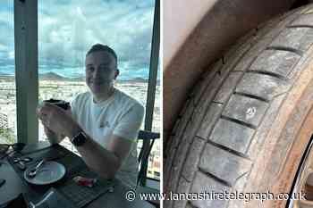Man fuming after tyre puncture near construction site