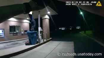 Video shows suspected Ohio bank robber falling from drive-thru ceiling before arrest