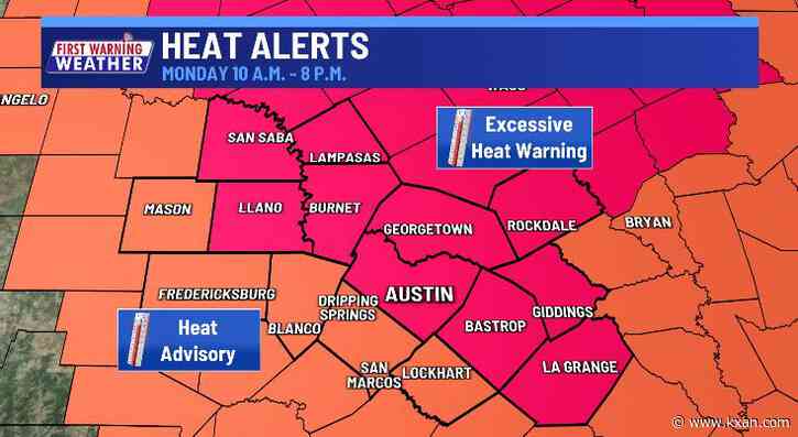 Heat peaks Monday and Tuesday before fading slightly