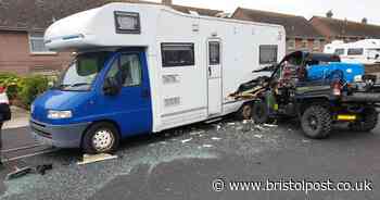Quad biker smashes into parked motorhome and leaves trail of destruction