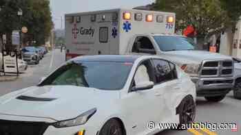 Watch a Cadillac CT5-V Blackwing get t-boned on a valet joyride